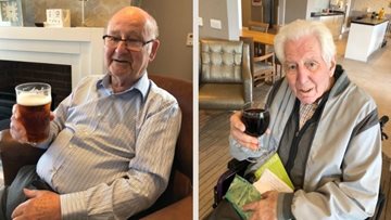 A drink to the dads at Whitley Bay care home
